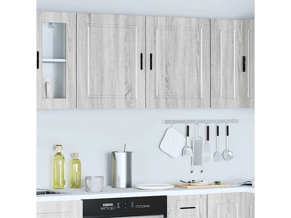 Armários parede cozinha 2 pcs Porto sonoma cinza