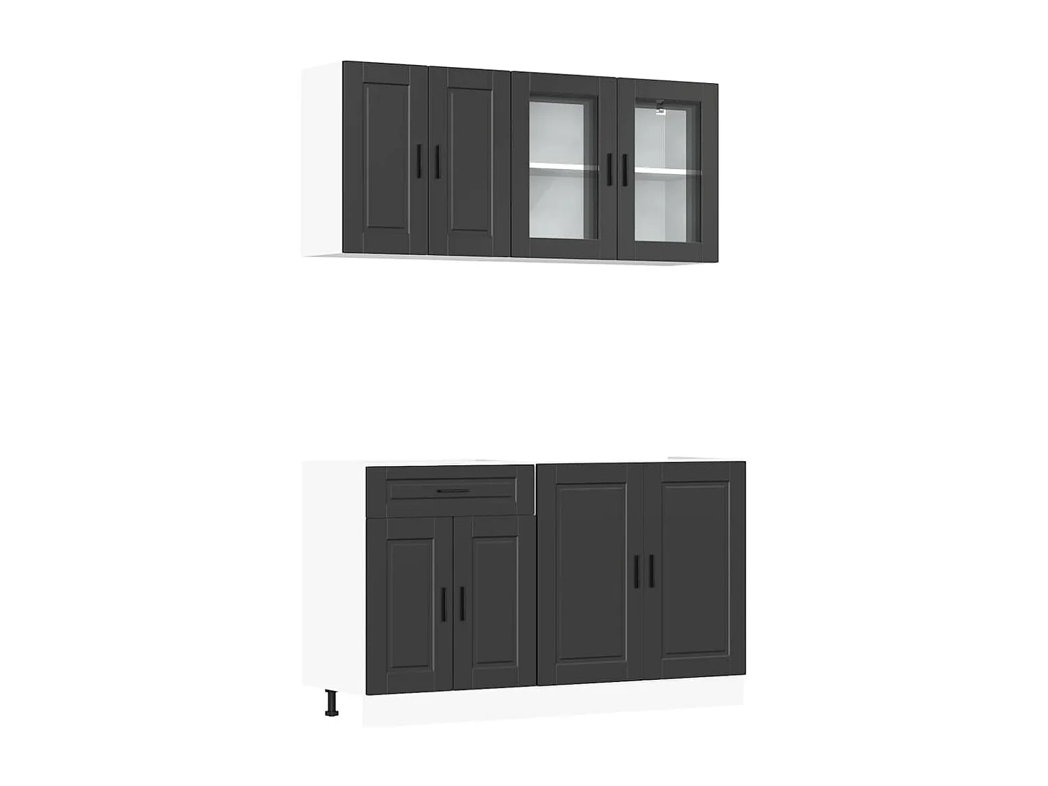 Ensemble de 4 meubles de cuisine "Porto" en bois d'ingénierie noir