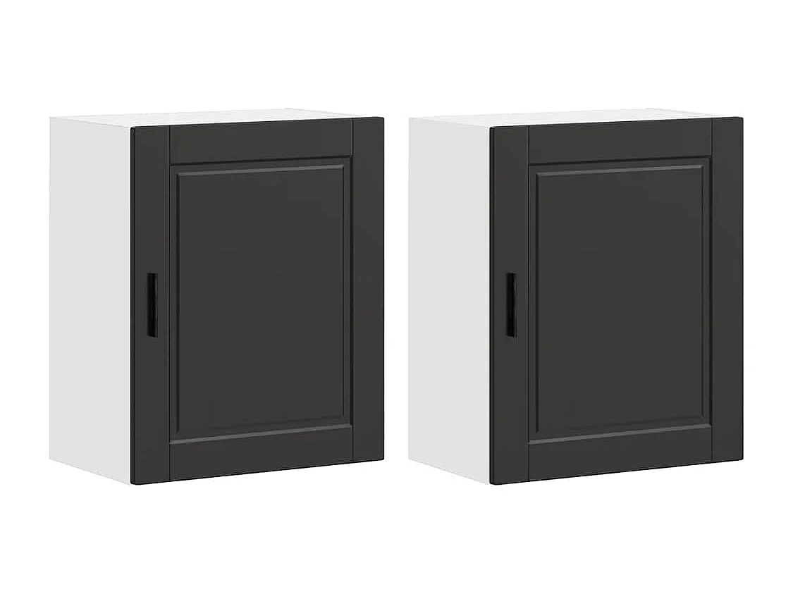 Armoires murales de cuisine 2 pcs Porto noir bois d'ingénierie