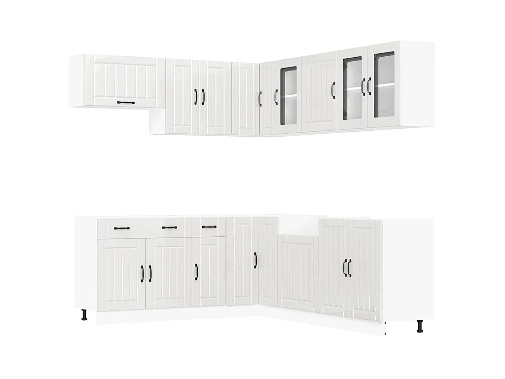 Set Mobili da Cucina 11 pz Lucca Bianchi Lucido in Truciolato