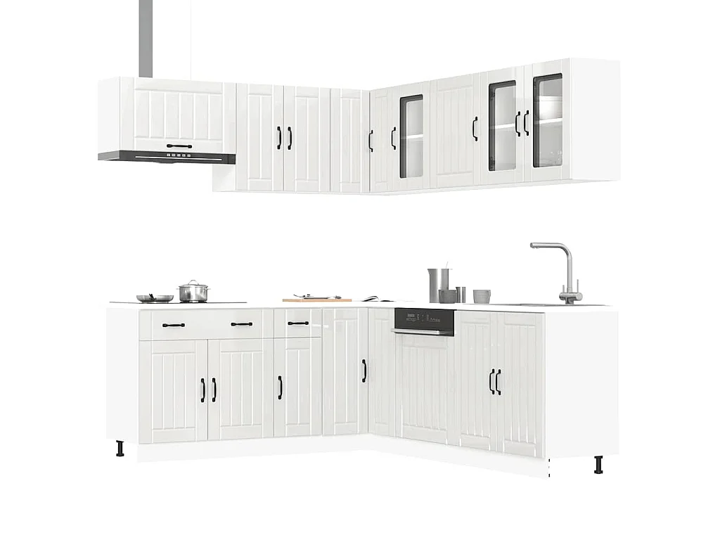 Set Mobili da Cucina 11 pz Lucca Bianchi Lucido in Truciolato