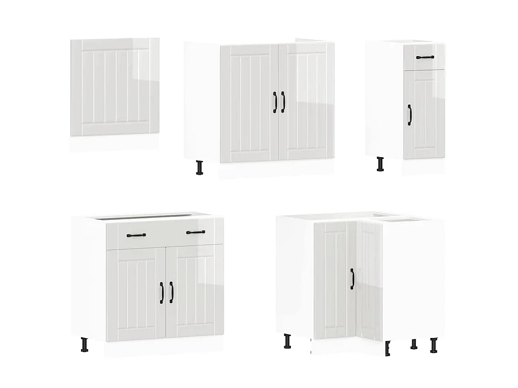 Set Mobili da Cucina 11 pz Lucca Bianchi Lucido in Truciolato