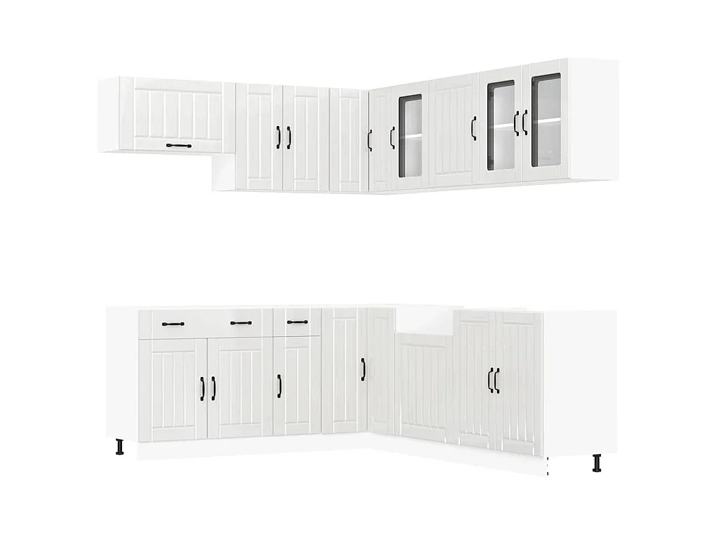 Set Mobili da Cucina 11 pz Lucca Bianchi Lucido in Truciolato