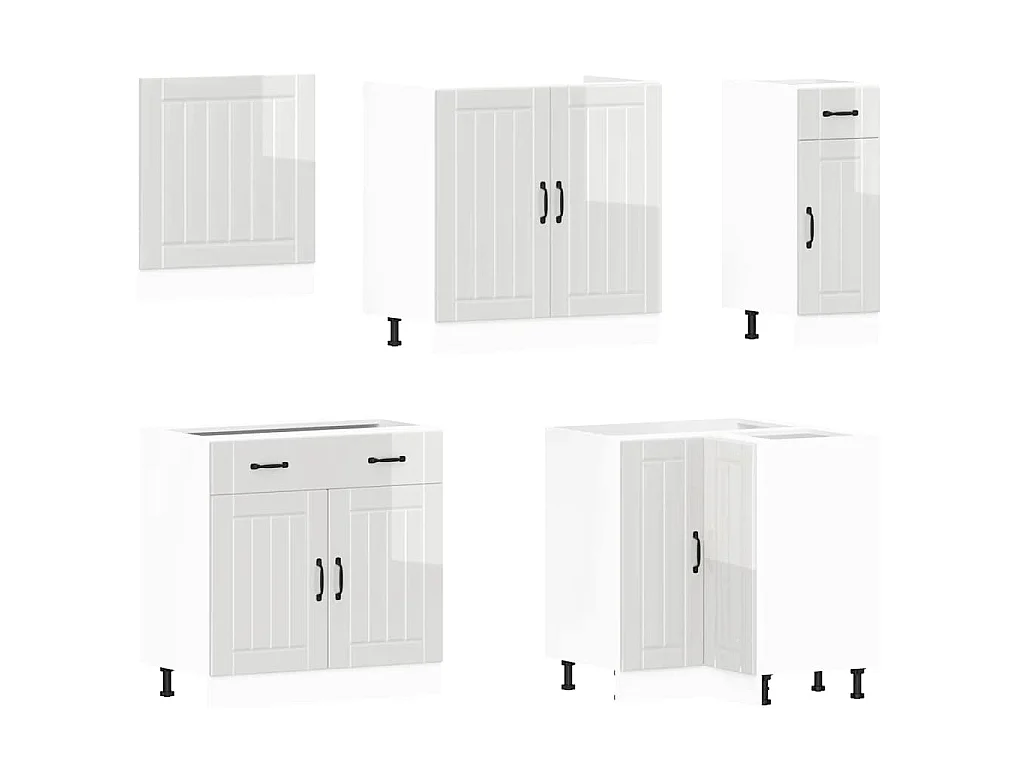 Set Mobili da Cucina 11 pz Lucca Bianchi Lucido in Truciolato