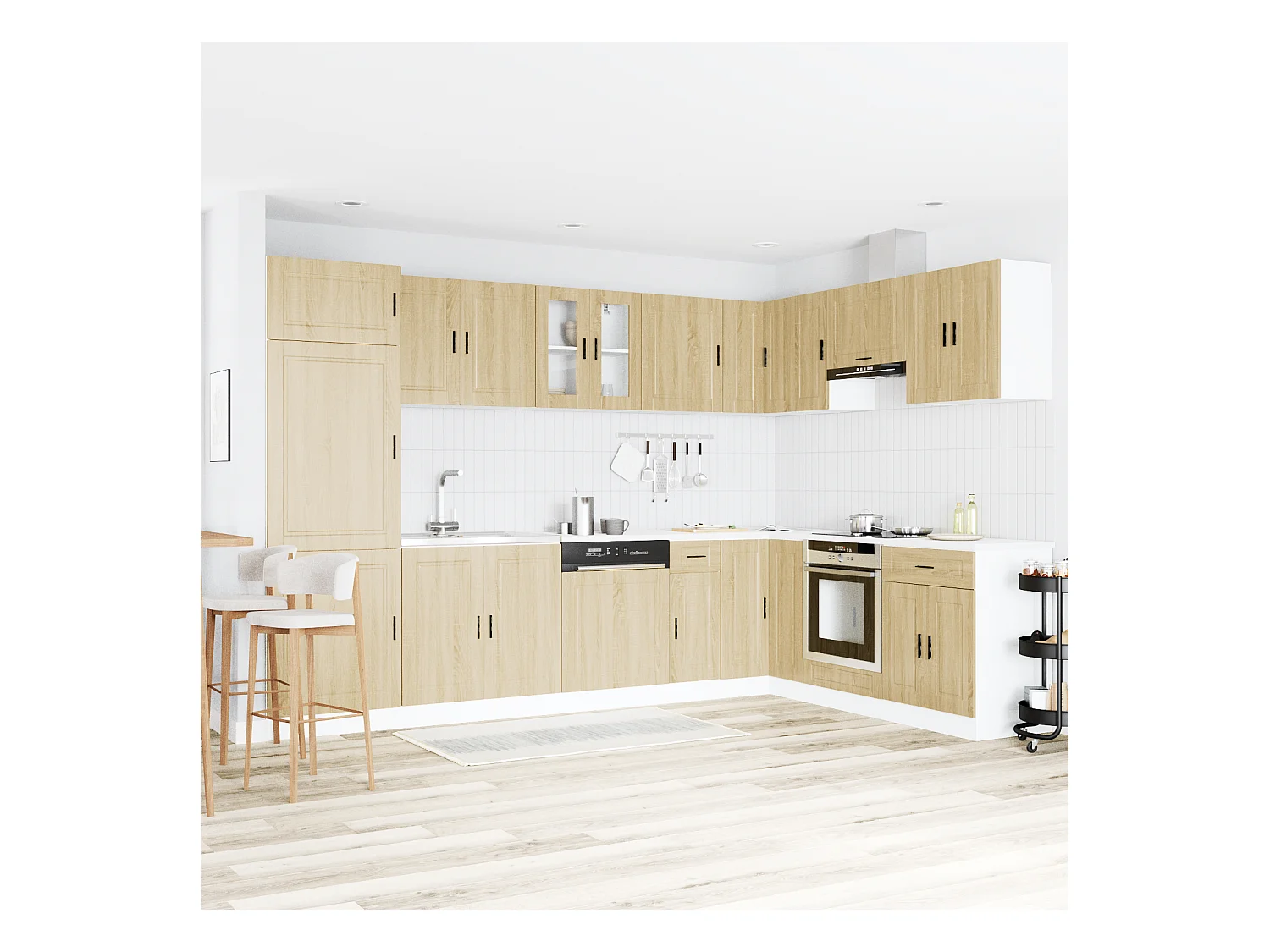 Meuble sous évier Porto 2 pcs Marron 80 x 46 x 84.5 cm