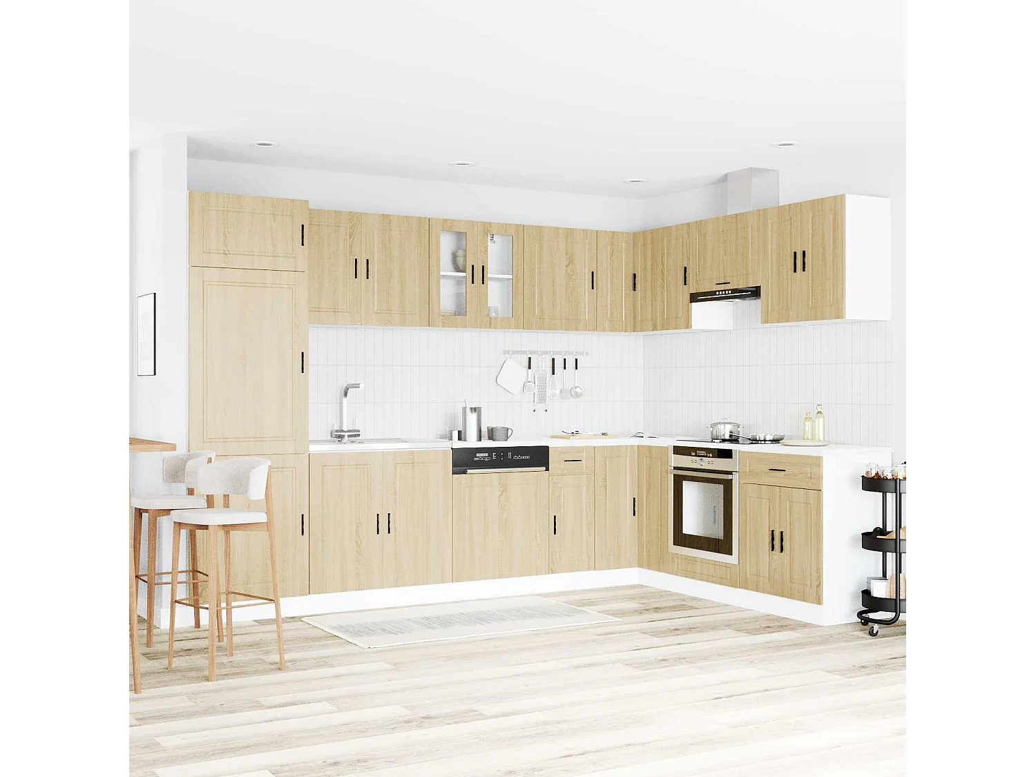 Meuble sous évier Porto 2 pcs Marron Bois d'ingénierie