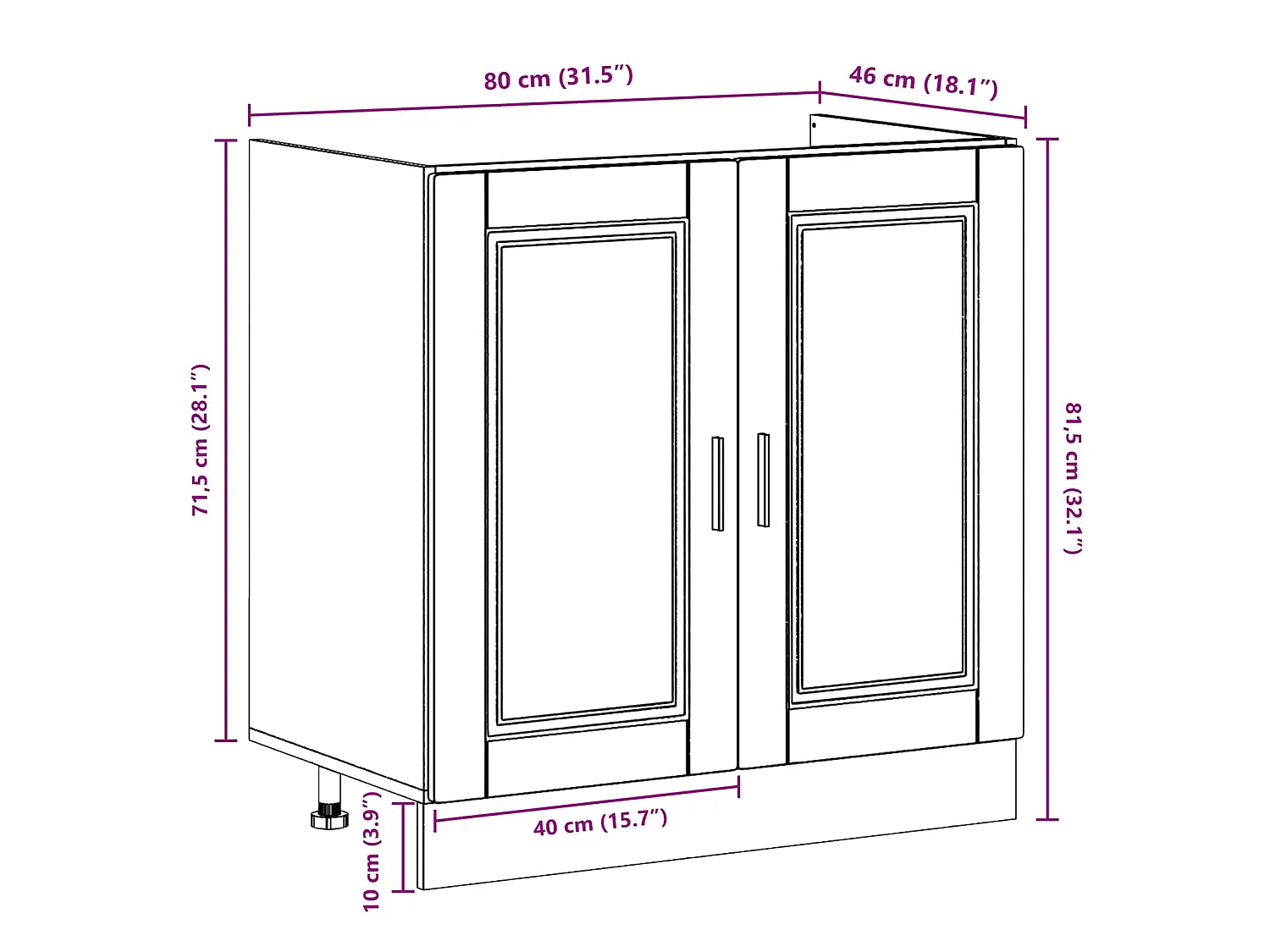 Meuble sous évier Porto 2 pièces Marron 80 x 46 x 81,5 cm