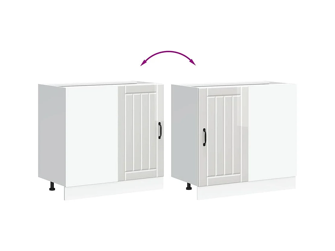 Armário de cozinha inferior Lucca deriv. madeira branco brilhante