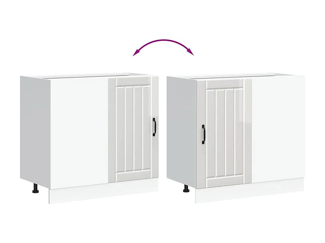 Meuble bas de cuisine « Lucca » Bois d'ingénierie blanc brillant