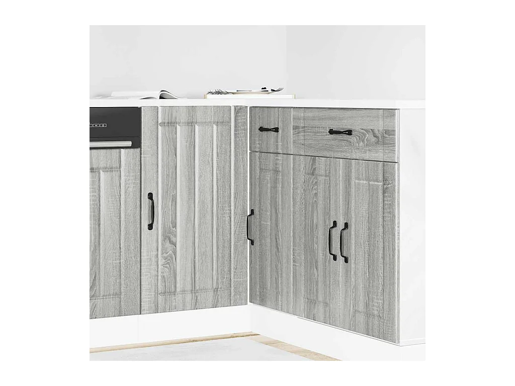 Meuble bas de cuisine Lucca sonoma gris bois d'ingénierie