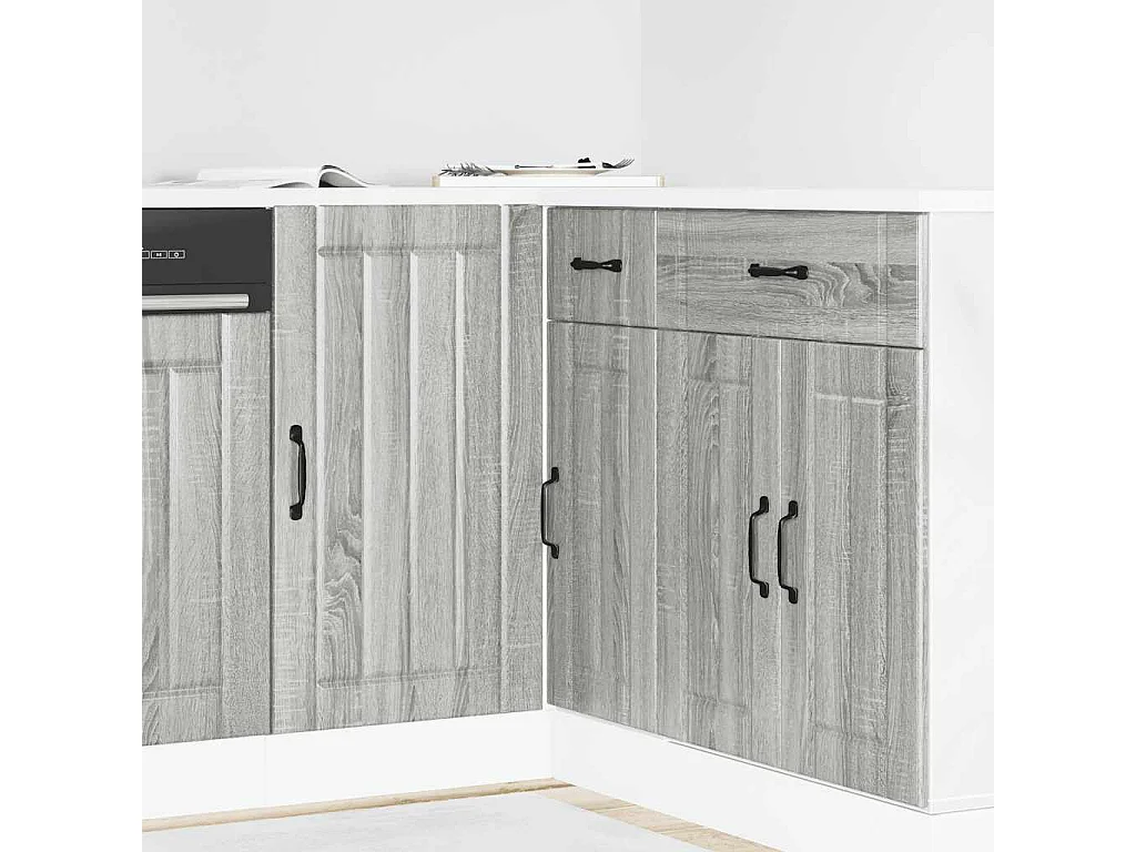 Meuble bas de cuisine Lucca sonoma gris bois d'ingénierie