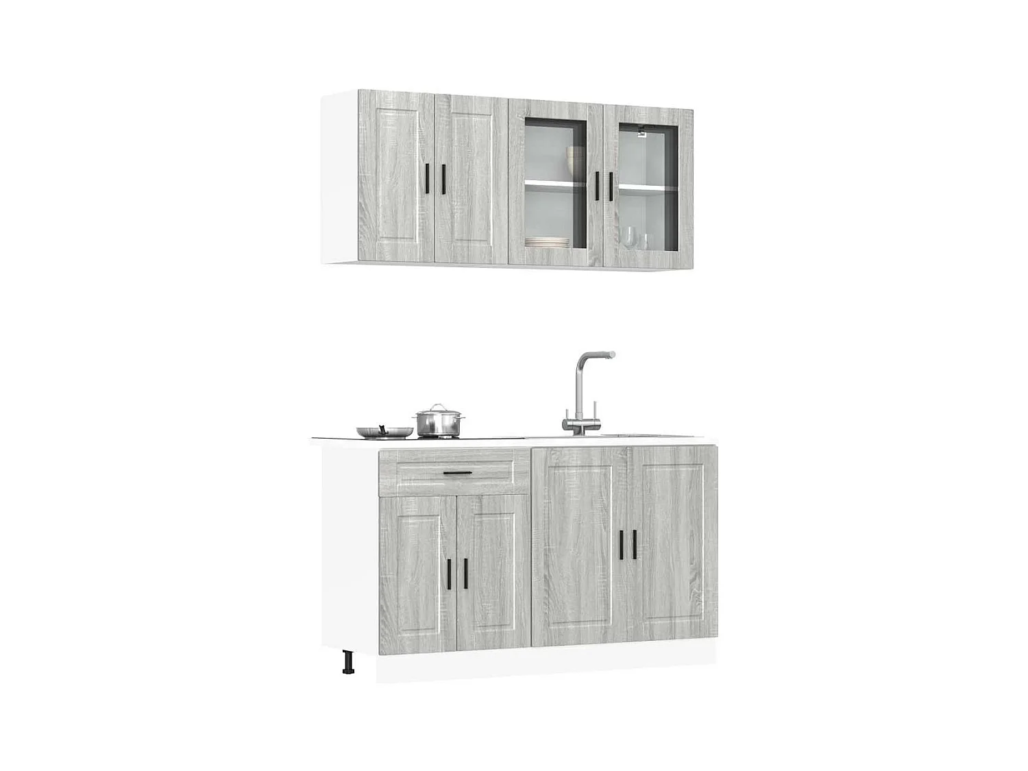 Ensemble de 4 meubles de cuisine "Porto" en bois d'ingénierie Sonoma gris