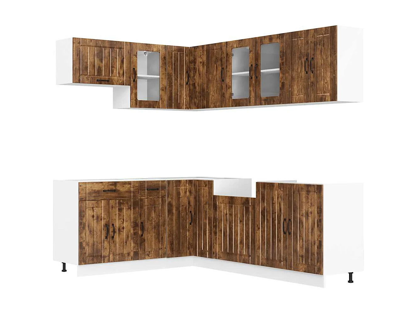 11-delige Keukenkastenset Lucca bewerkt hout gerookt eiken