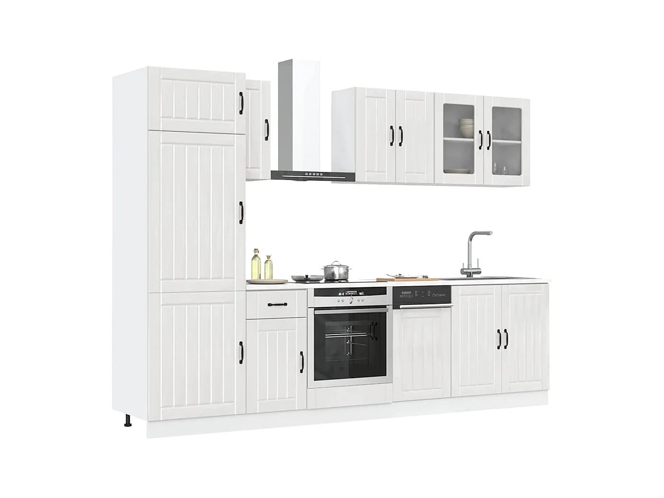 Set Mobili da Cucina 8 pz Lucca Bianchi Lucido in Truciolato