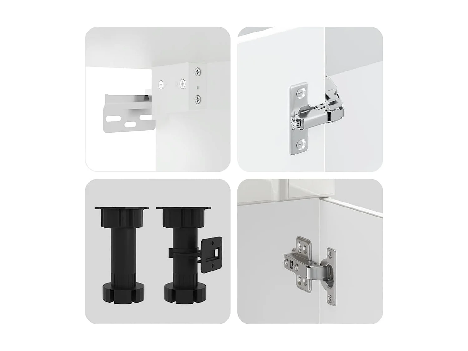 Ensemble de 8 meubles de cuisine "Lucca" en bois d'ingénierie blanc brillant