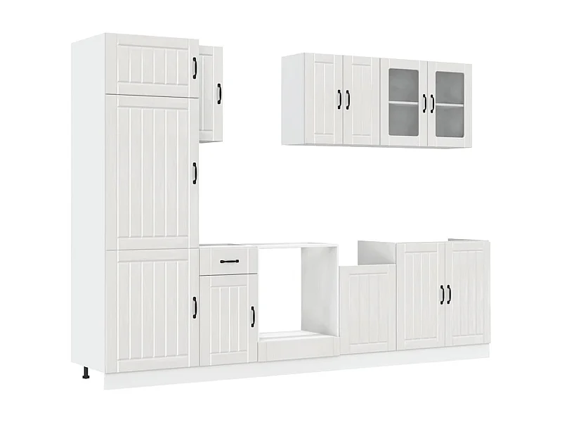 8 peças armário de cozinha conjunto Lucca branco brilhante