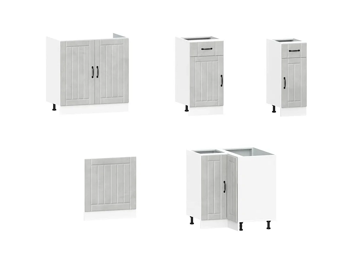 11-delige Keukenkastenset Kalmar bewerkt hout betongrijs