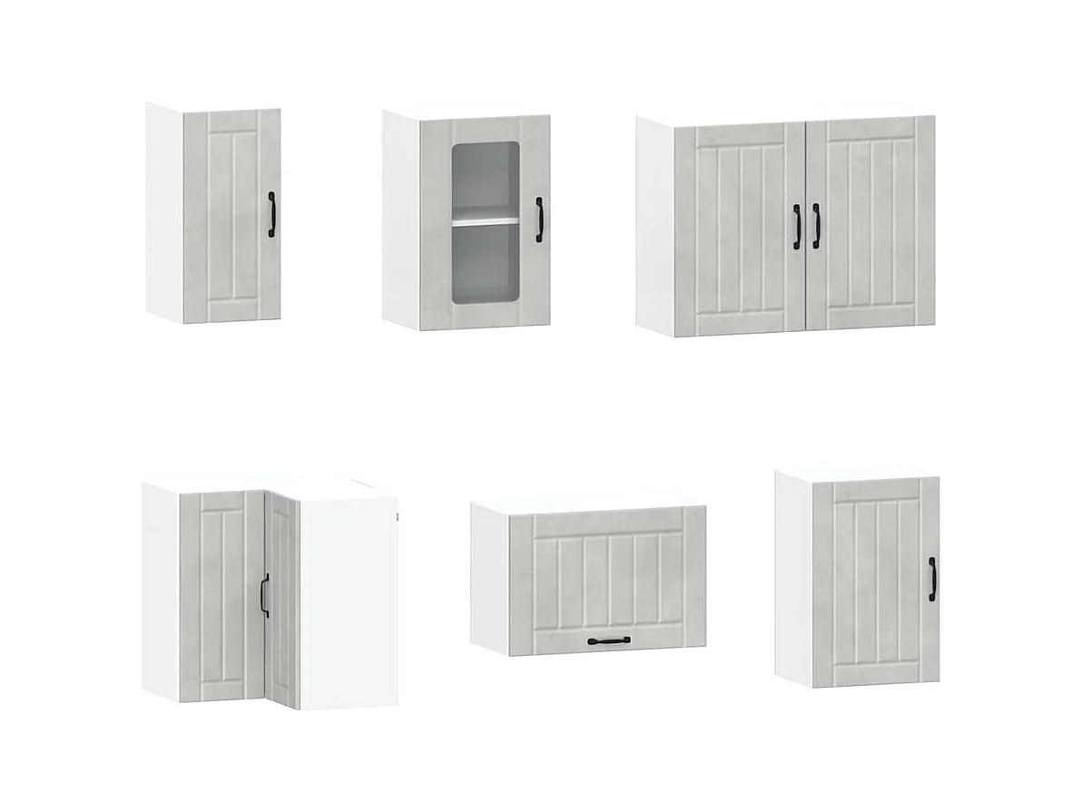 11-delige Keukenkastenset Kalmar bewerkt hout betongrijs