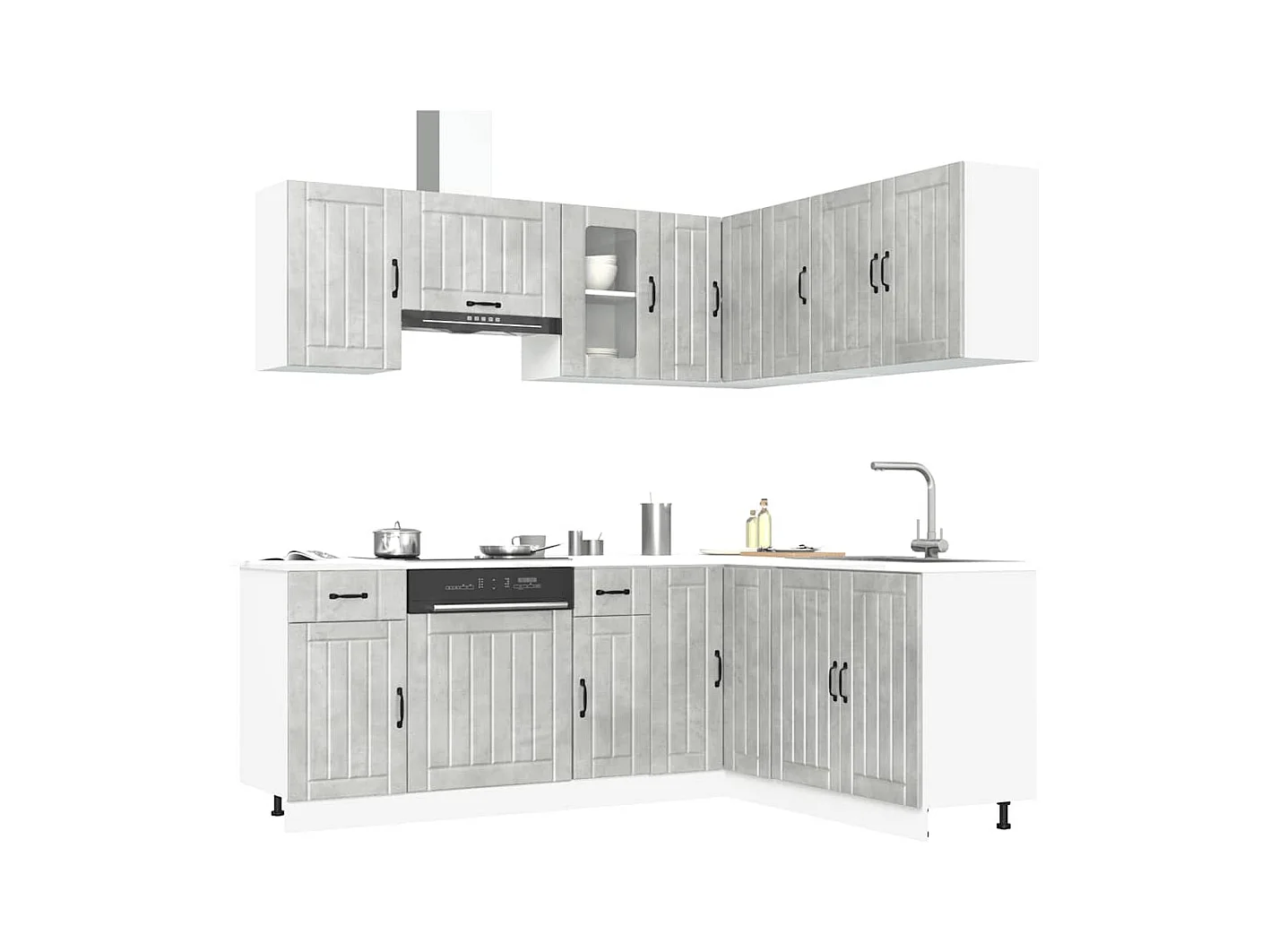 Mueble cocina Kalmar gris hormigón 11 pzas madera contrachapada