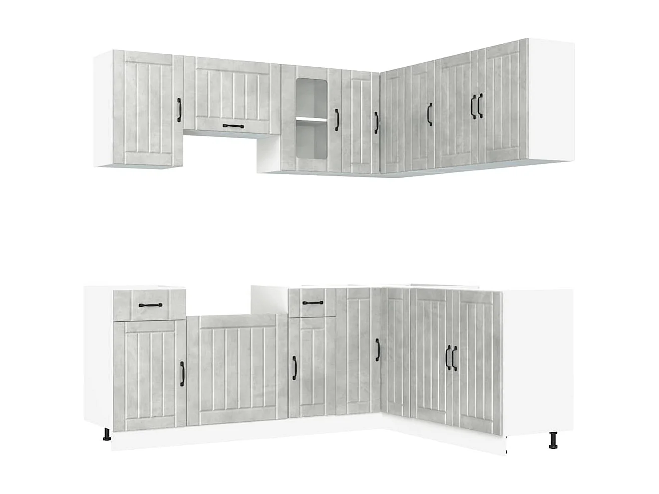 11 peças armário de cozinha conjunto Kalmar concreto cinza