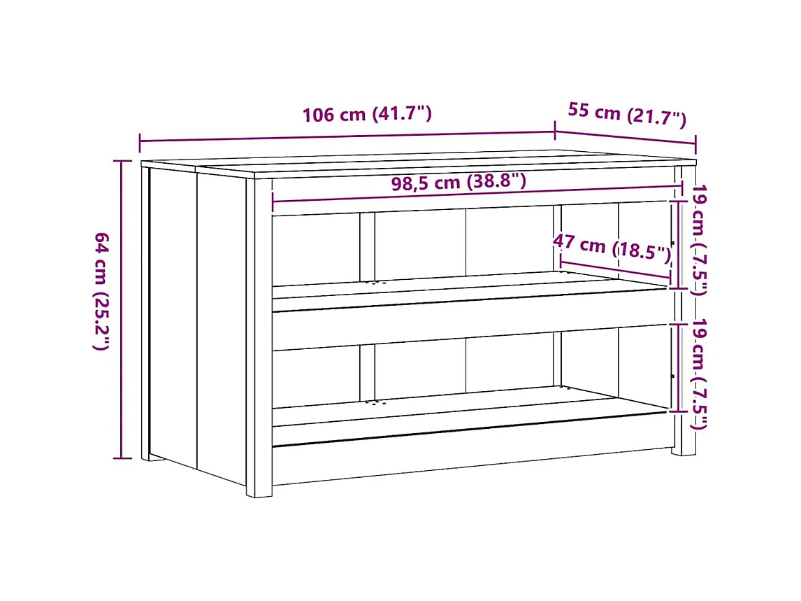 Armoire de cuisine Marron 106 x 55 x 64 cm Bois de pin massif