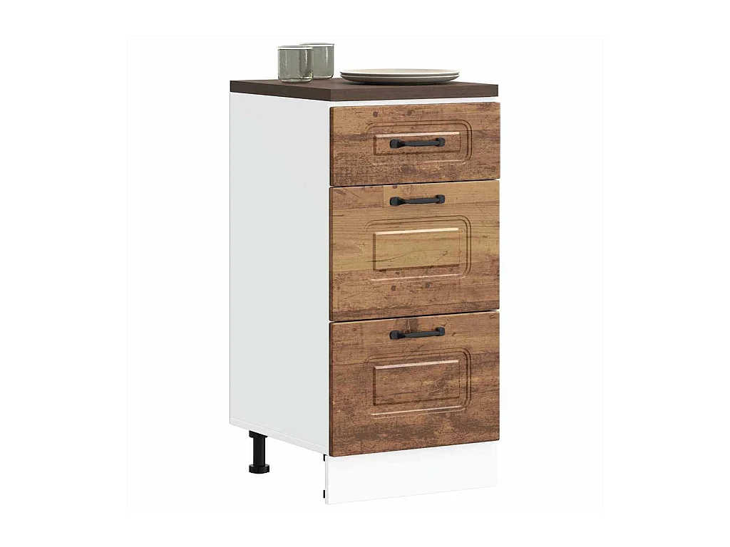Armoire de cuisine Kalmar vieux bois bois d'ingénierie