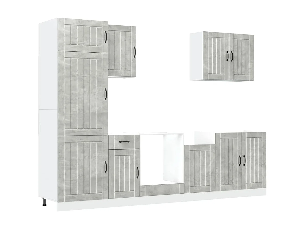 7-delige Keukenkastenset Lucca bewerkt hout betongrijs