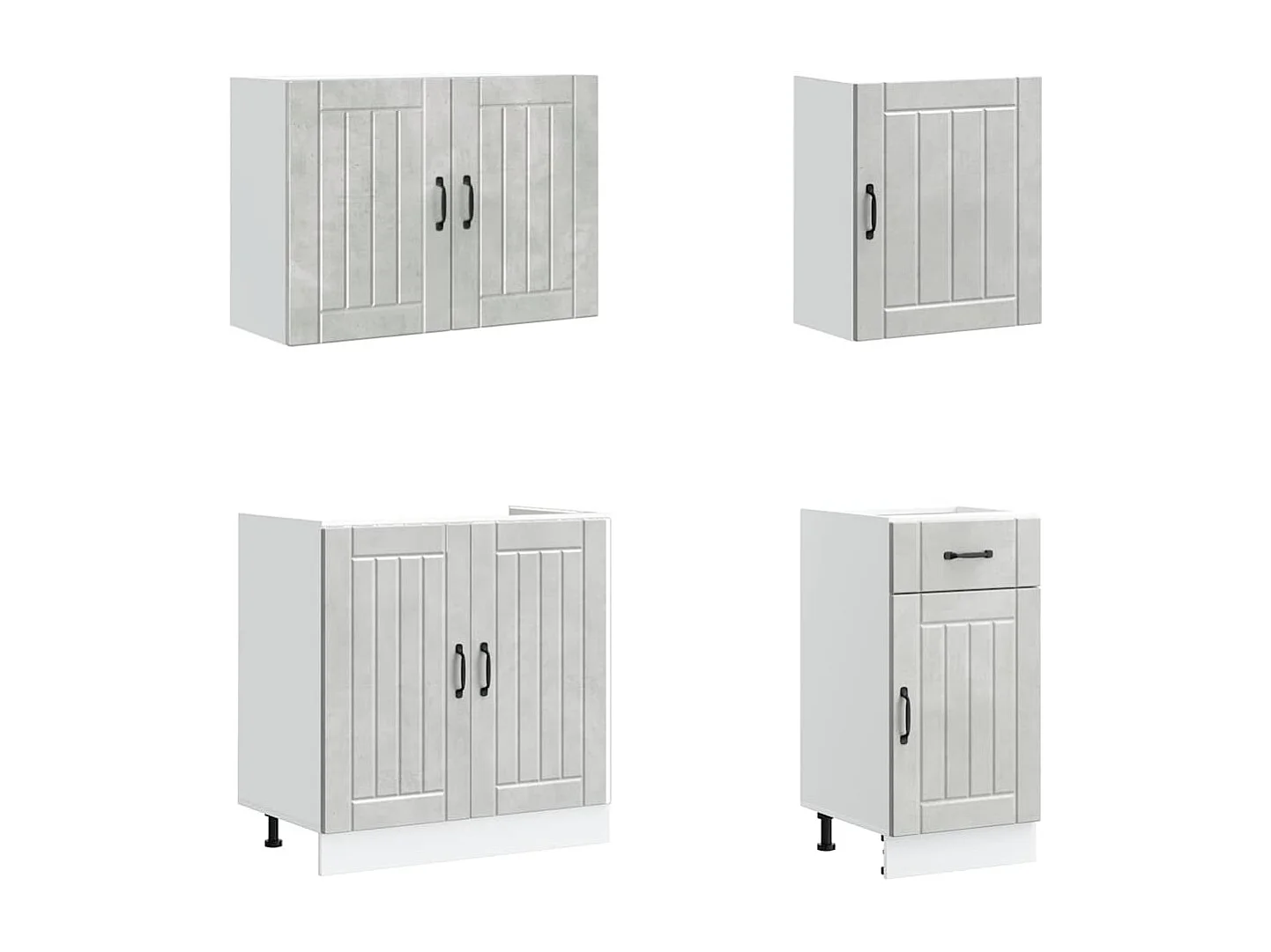 7-delige Keukenkastenset Lucca bewerkt hout betongrijs