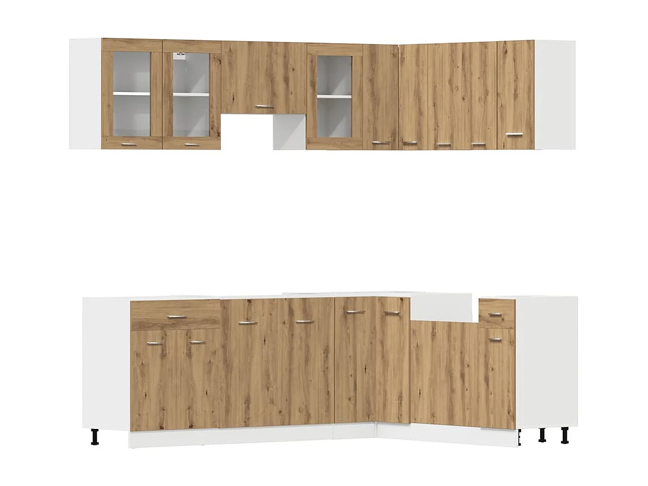 11 pcs armário cozinha conj. deriv. madeira Lyon carvalho artisiano