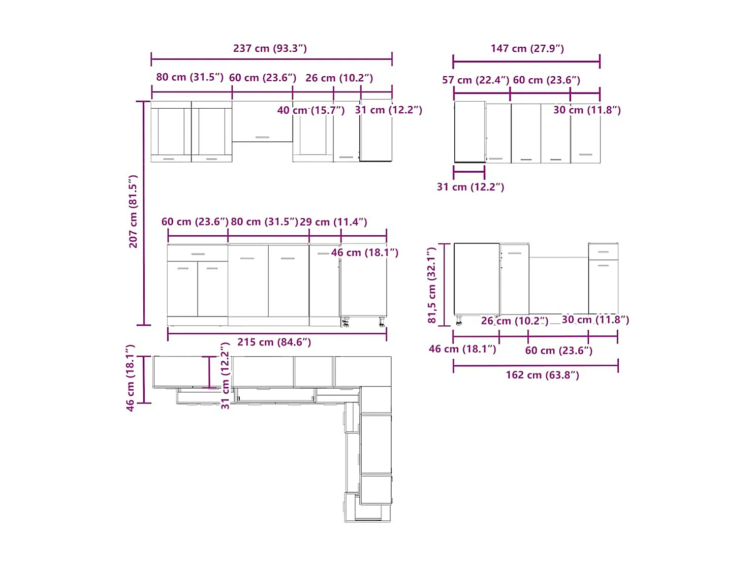 11 pcs armário cozinha conj. deriv. madeira Lyon carvalho artisiano