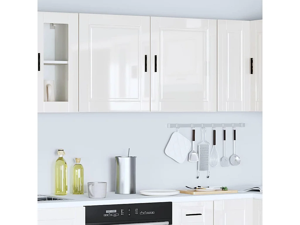 Pensili da Cucina 2 pz Porto Bianco Lucido in Legno Multistrato