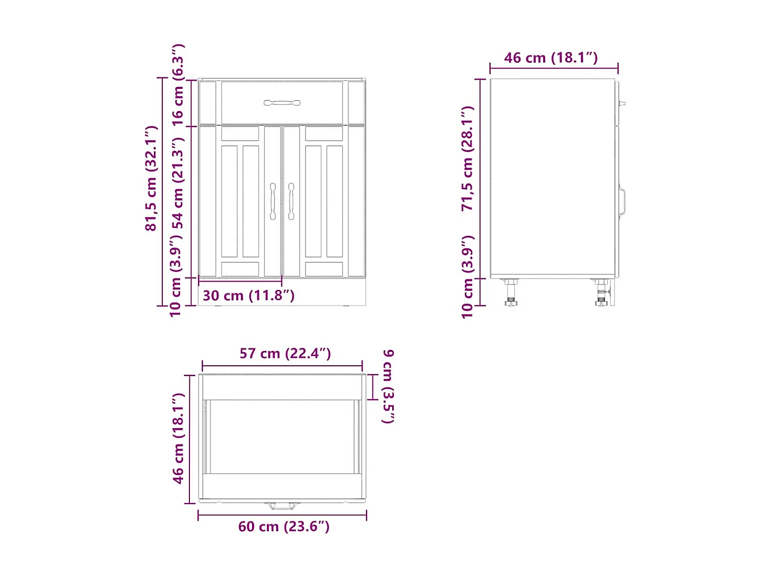 Base da Cucina Lucca Grigio Cemento in Legno Multistrato