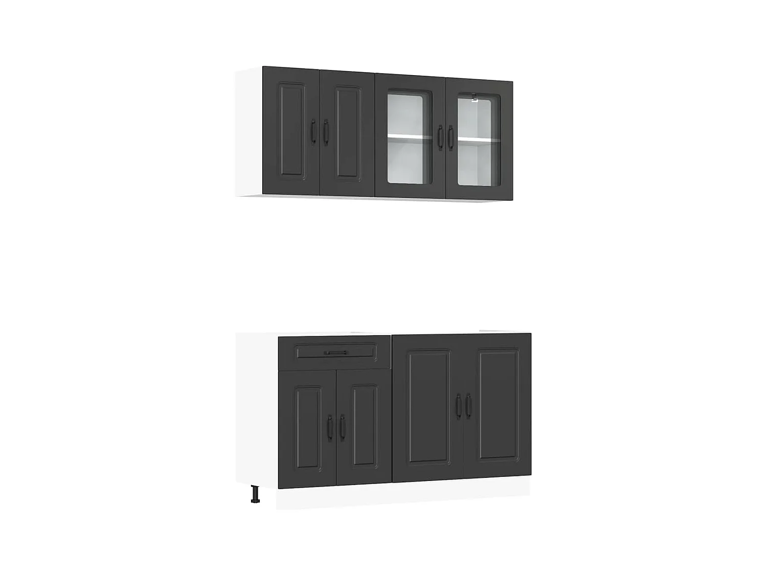 4-delige Keukenkastenset Kalmar bewerkt hout zwart