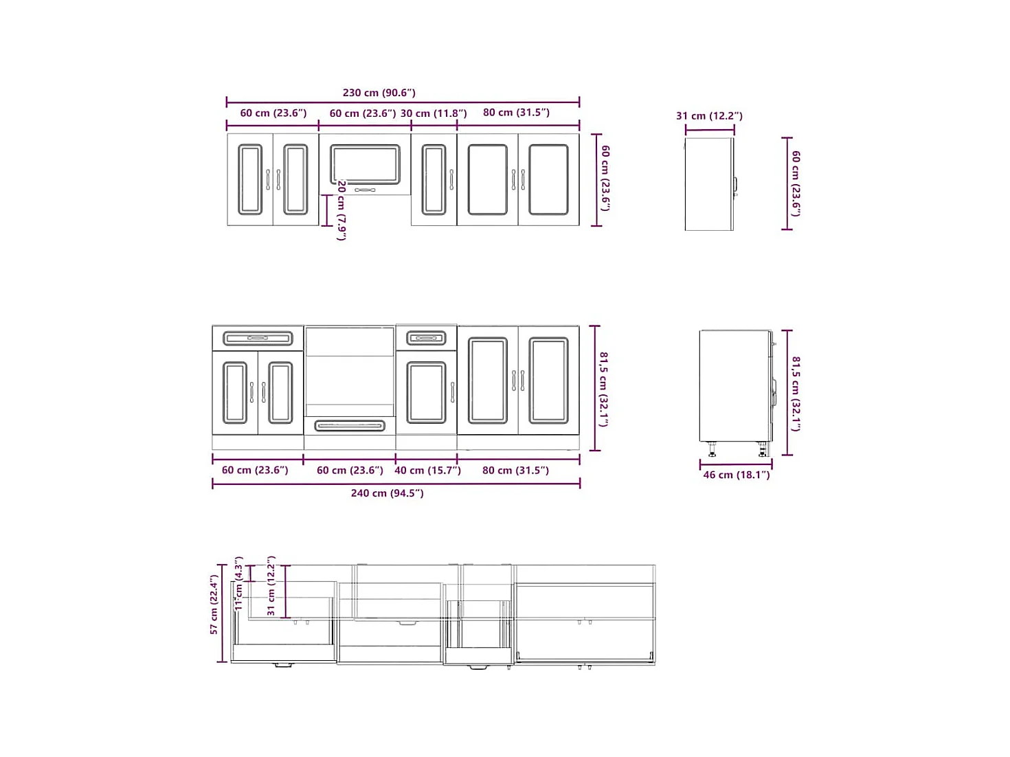 Ensemble d'armoires de cuisine 8 pcs Kalmar bois d'ingénierie