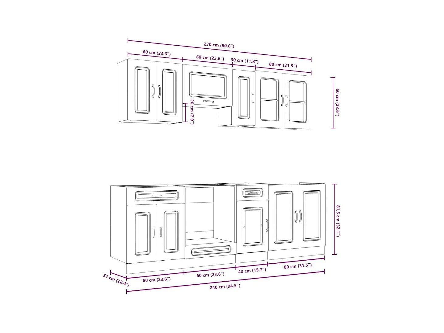Ensemble d'armoires de cuisine 8 pcs Kalmar bois d'ingénierie