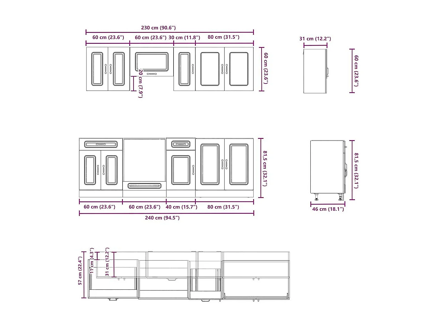 Ensemble d'armoires de cuisine 8 pcs Kalmar bois d'ingénierie