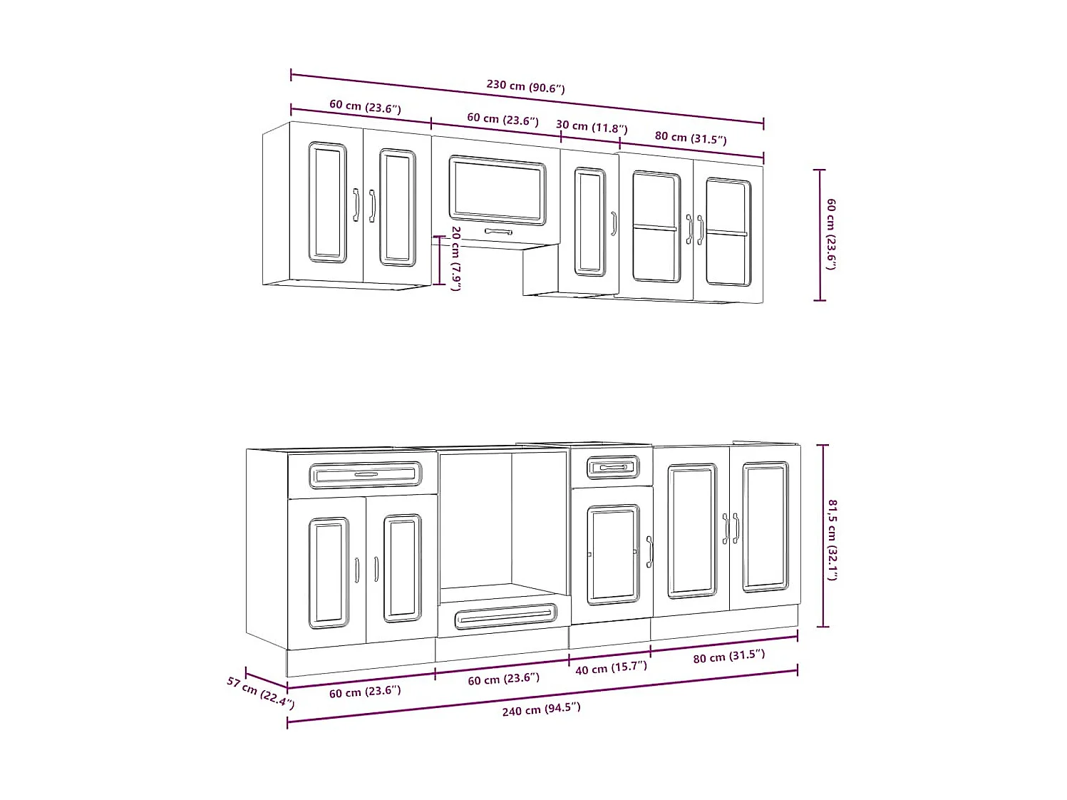 Ensemble d'armoires de cuisine 8 pcs Kalmar bois d'ingénierie
