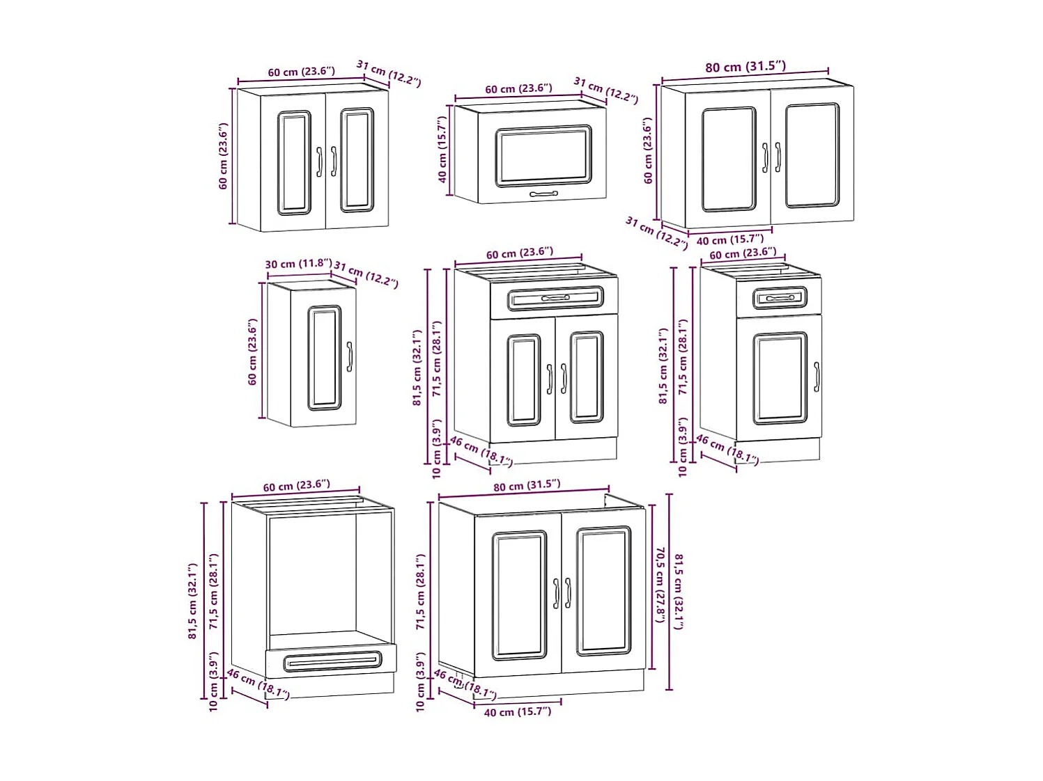 Ensemble d'armoires de cuisine 8 pcs Kalmar bois d'ingénierie