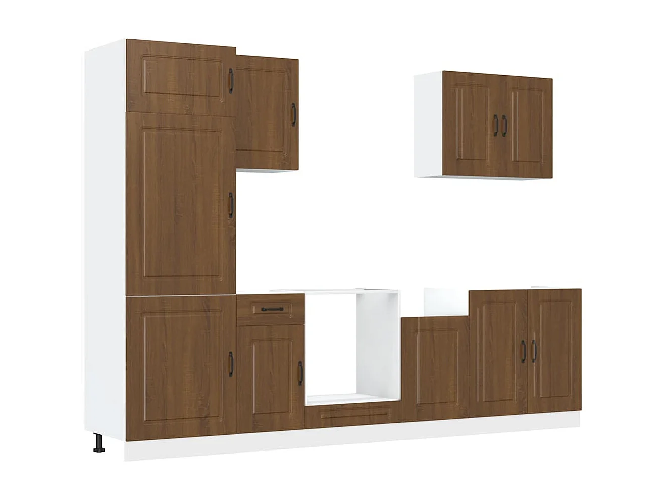 7-delige Keukenkastenset Kalmar bewerkt hout bruin eikenkleur