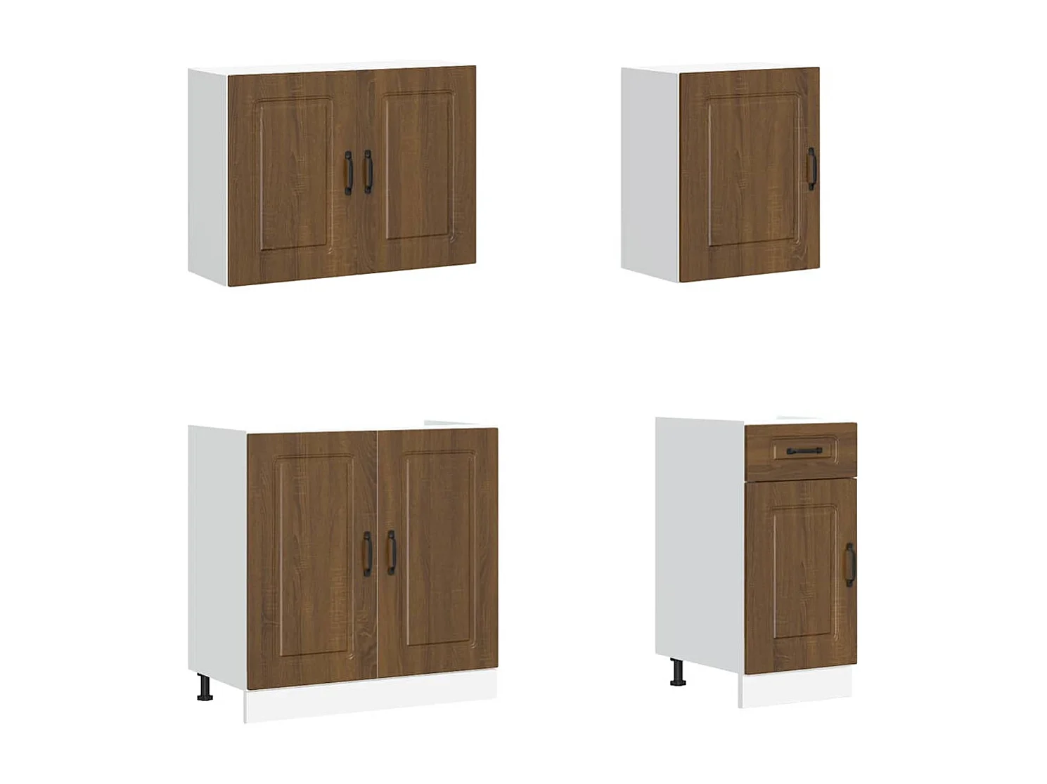 7-delige Keukenkastenset Kalmar bewerkt hout bruin eikenkleur