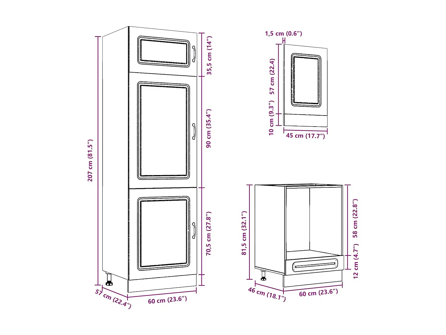 7-tlg. Küchenschrank-Set Kalmar Braun Eichen-Optik Holzwerkstoff