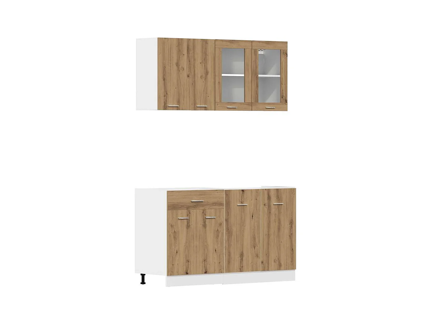 4-delige Keukenkastenset Lyon bewerkt hout artisanaal eikenkleurig