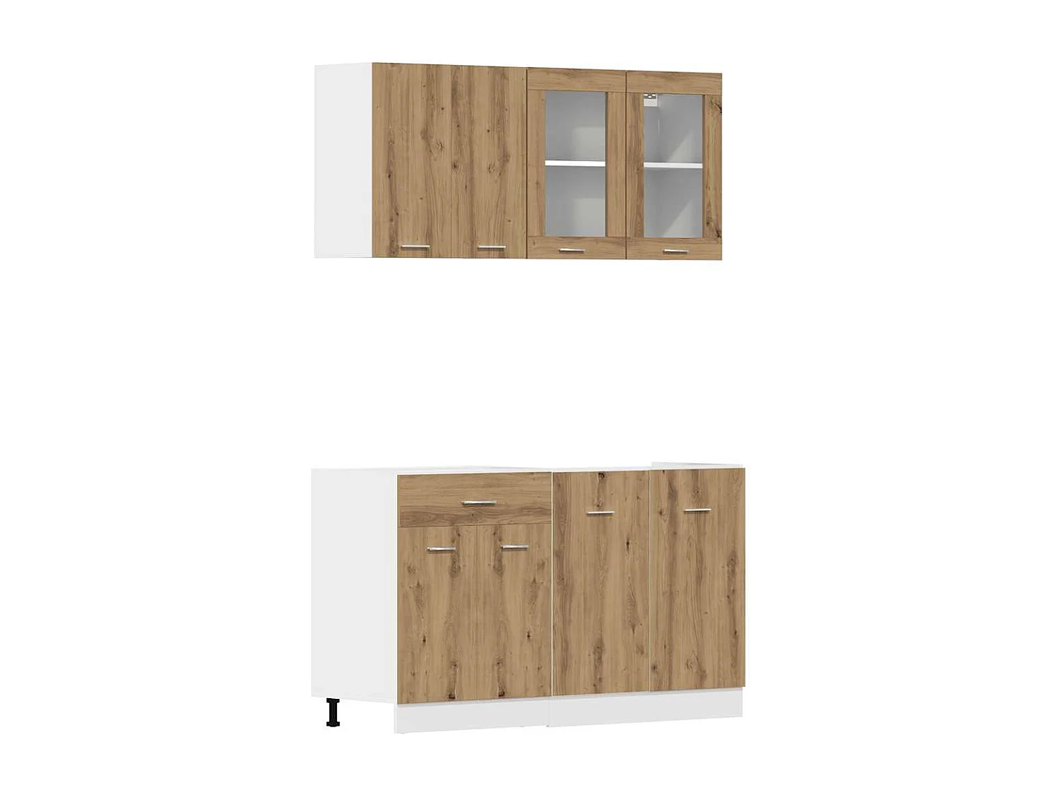 Ensemble de 4 meubles de cuisine "Lyon" en chêne artisanal