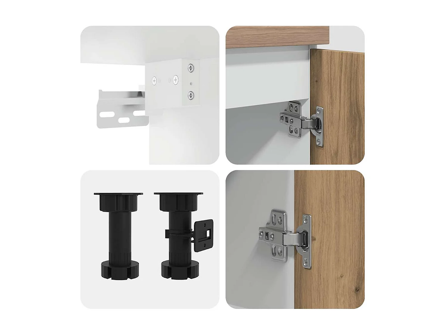 Ensemble de 4 meubles de cuisine "Lyon" en chêne artisanal