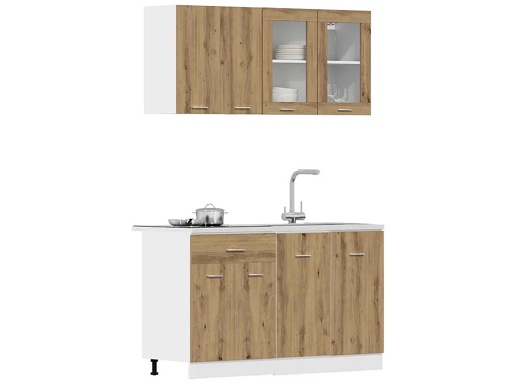 4pcs armário de cozinha conj. deriv. madeira Lyon carvalho artisiano