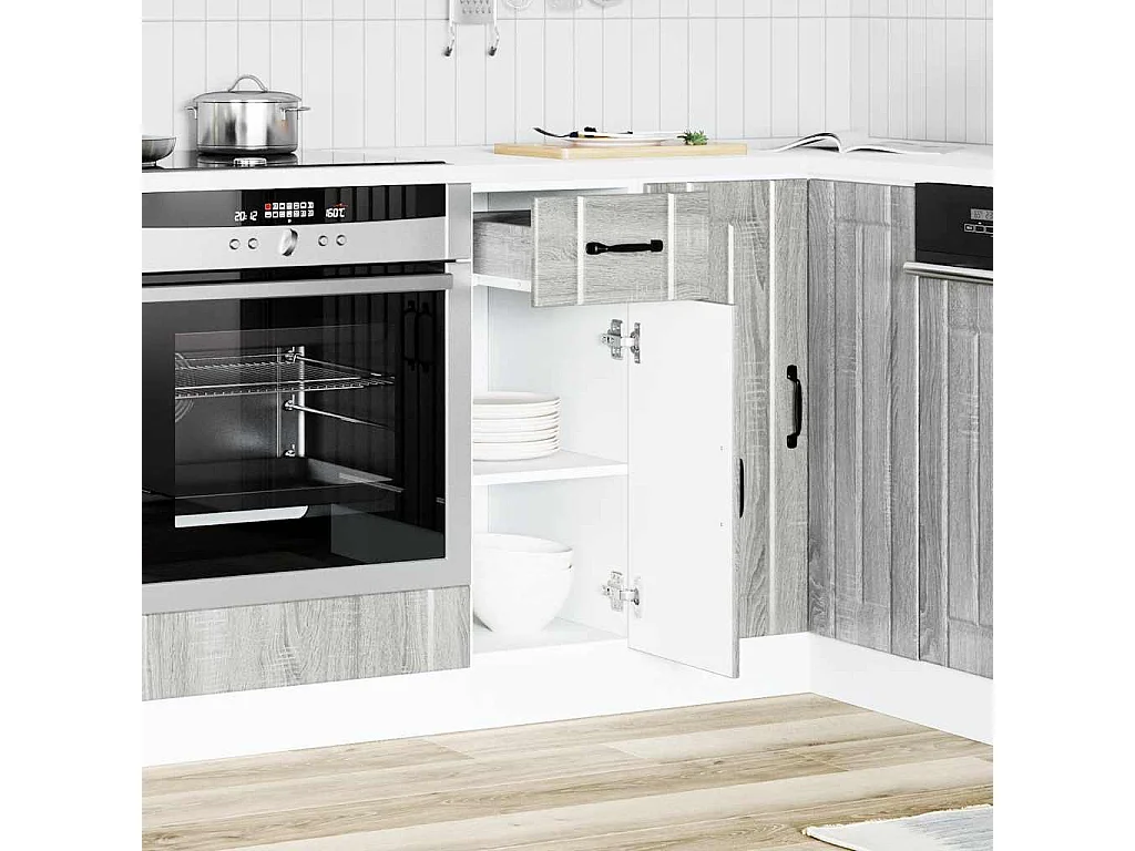 Mueble bajo de cocina Lucca madera contrachapada gris sonoma