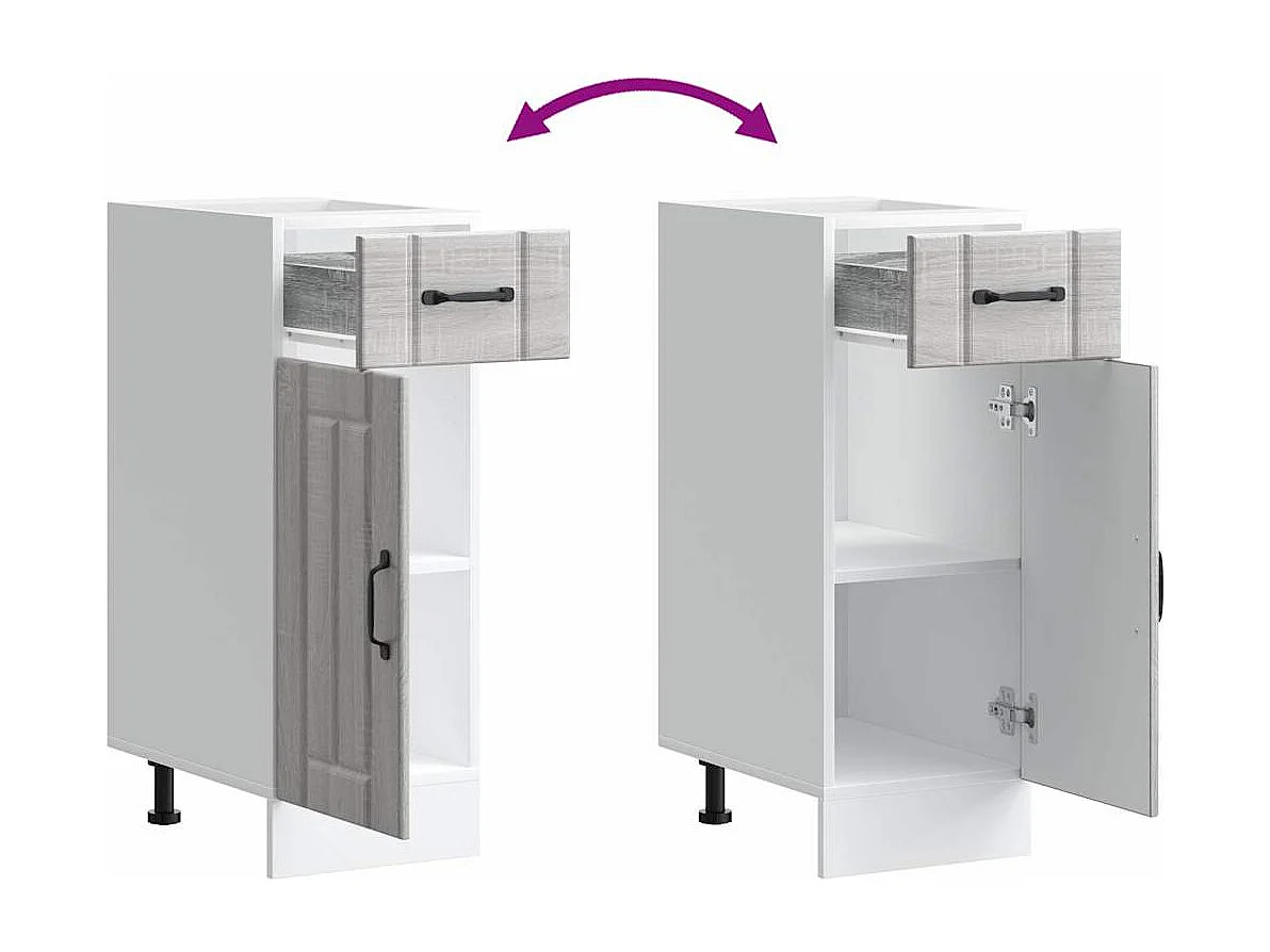 Mueble bajo de cocina Lucca madera contrachapada gris sonoma