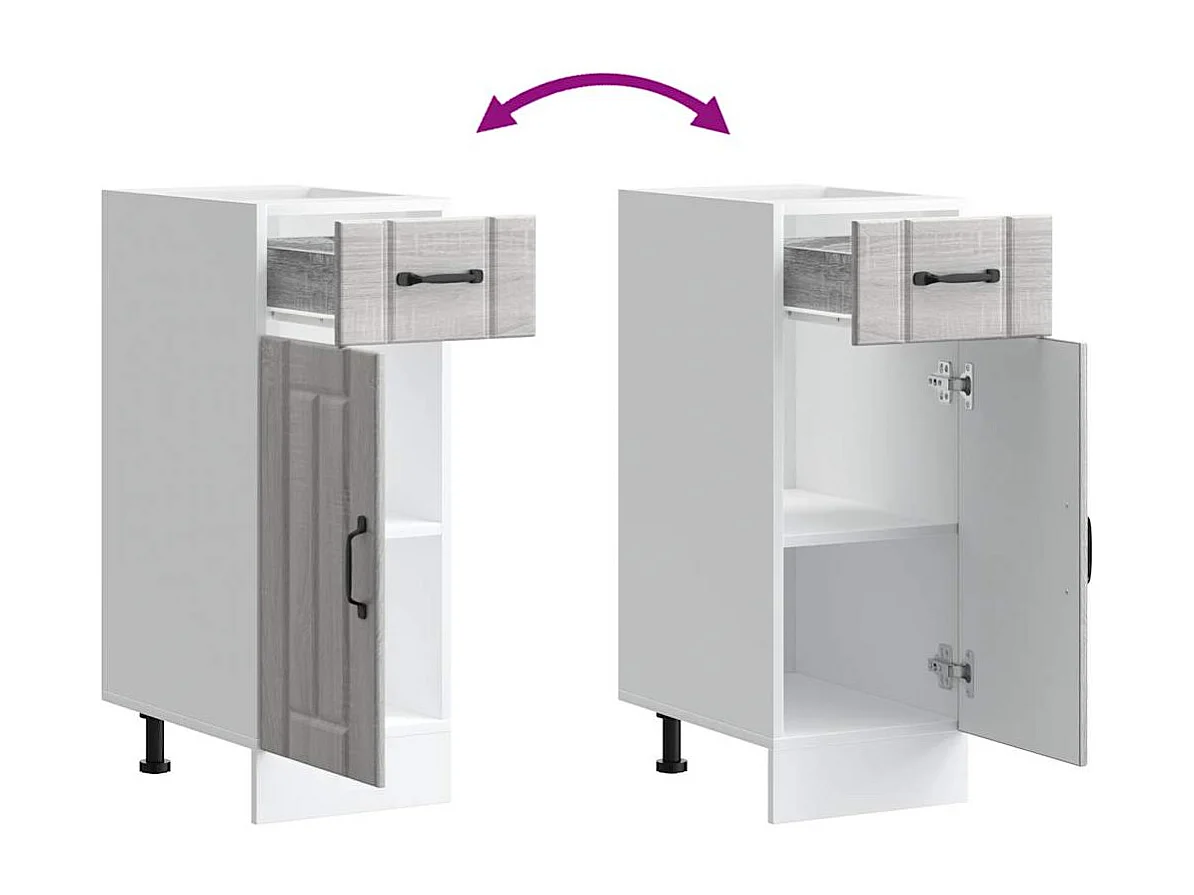 Mueble bajo de cocina Lucca madera contrachapada gris sonoma