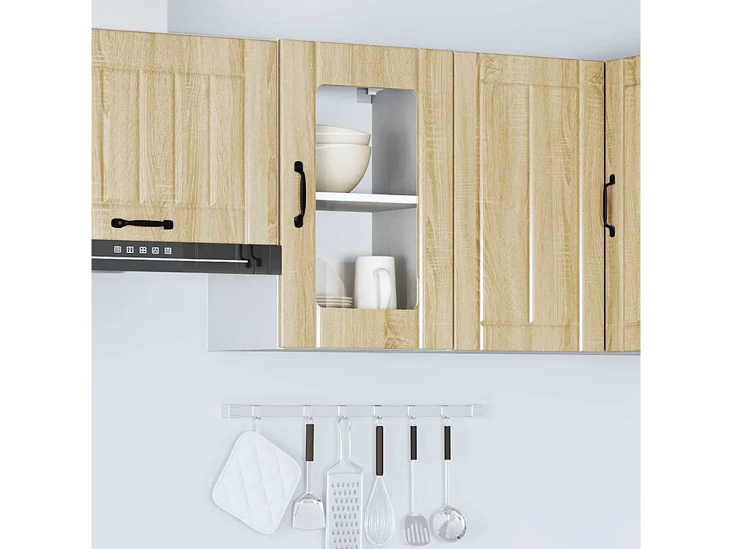 Armoire murale de cuisine et porte en verre Lucca chêne sonoma