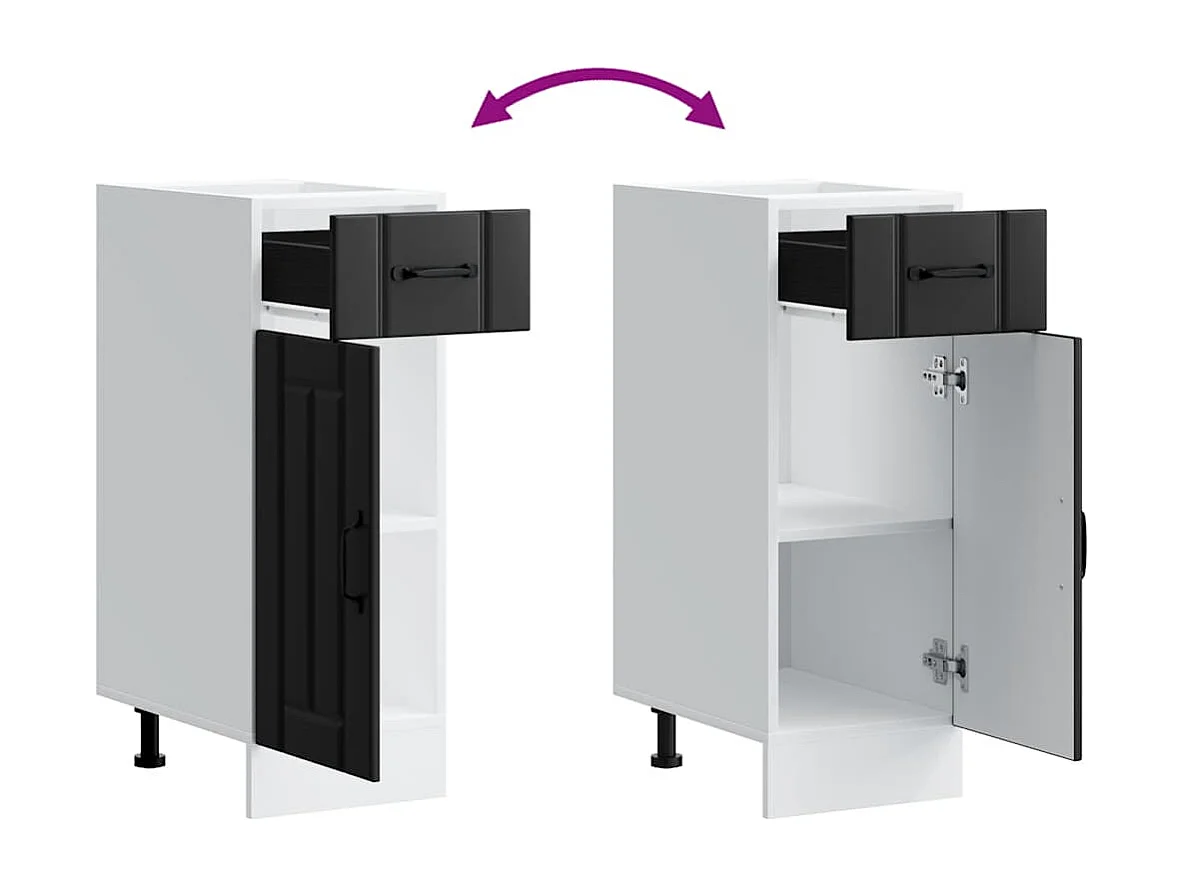 Base da Cucina Lucca Nero in Legno Multistrato